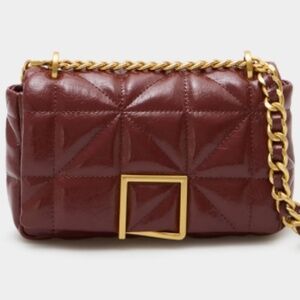 Purificación García Burgundy Quilted Leather Chain Shoulder Bag